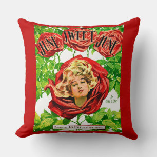 1908 June Sweet June sheet music cover print Cushion