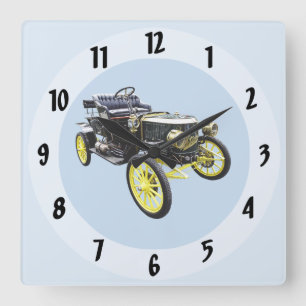 1908 Stanley Steamer Motor Car Square Wall Clock