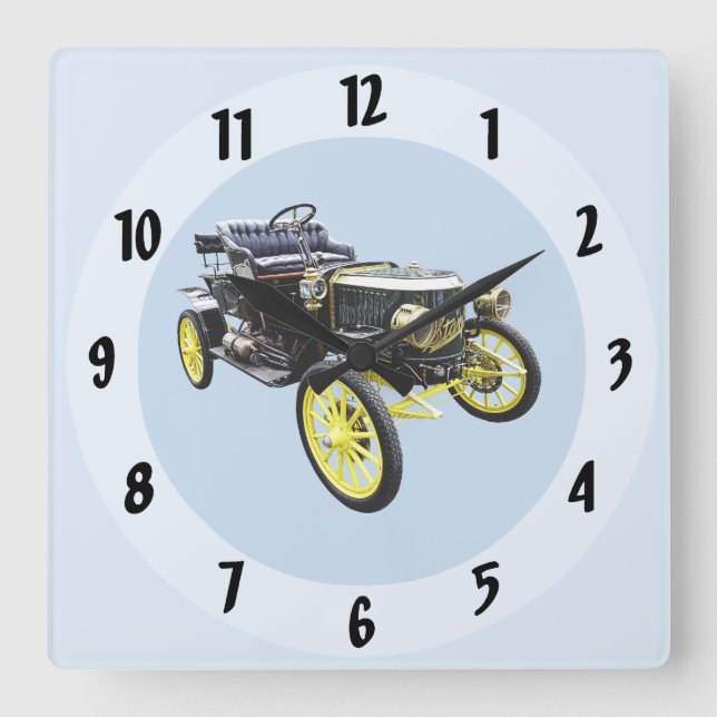 1908 Stanley Steamer Motor Car Square Wall Clock (Front)