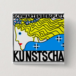 1908 Vienna Art Nouveau Art Show Fair Maiden 15 Cm Square Badge