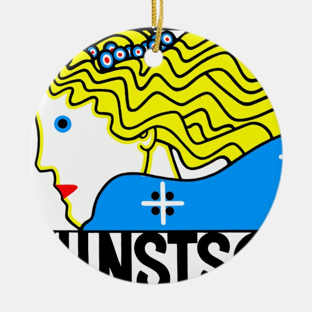 1908 Vienna Art Nouveau Art Show Fair Maiden Ceramic Ornament (Front)