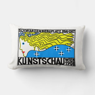 1908 Vienna Art Nouveau Art Show Fair Maiden Lumbar Cushion