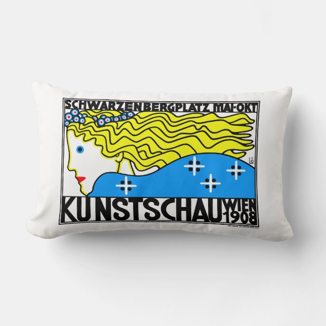 1908 Vienna Art Nouveau Art Show Fair Maiden Lumbar Cushion (Front)