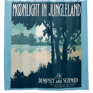 1909 Moonlight in Jungleland sheet music cover Shower Curtain
