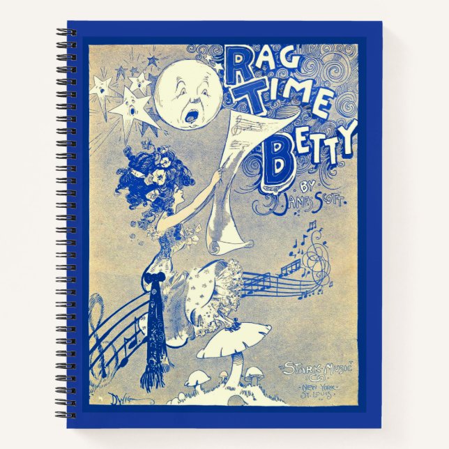 1909 Ragtime Betty sheet music art Notebook (Front)