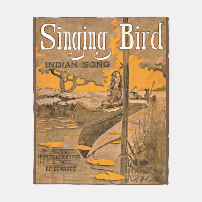 1909 Singing Bird sheet music print Fleece Blanket (Front)