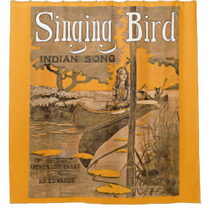 1909 Singing Bird sheet music print Shower Curtain