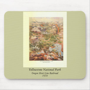 1910 Aerial View Map - Yellowstone National Park Mouse Pad