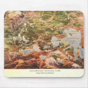 1910 Aerial View Map - Yellowstone National Park Mouse Pad