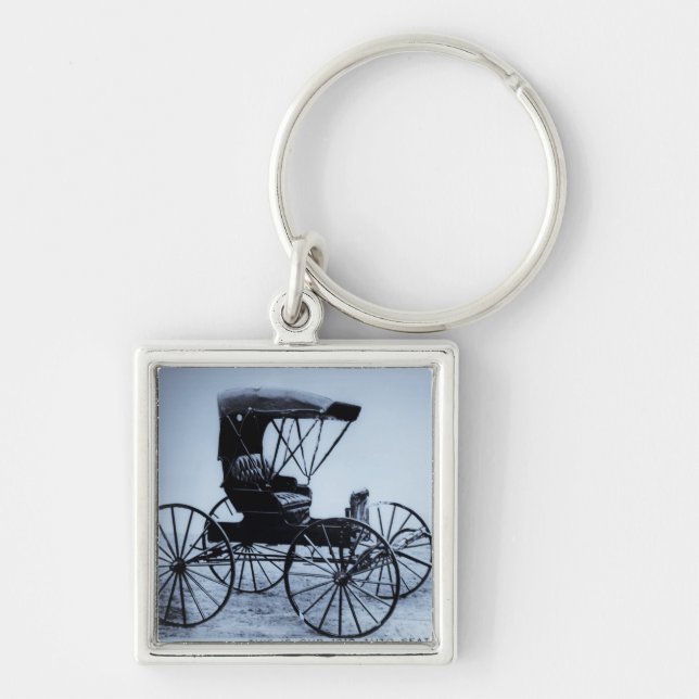 1910 Auto Seat Buggy Cyan Tone Key Ring (Front)