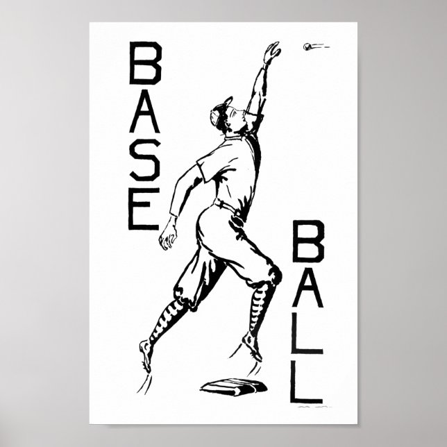 1910 Baseball Art Sports Vintage Illustration Poster (Front)