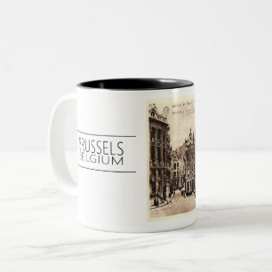 1910 BRUSSELS, BELGIUM PHOTO POSTCARD Two-Tone COFFEE MUG