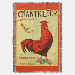 1910 Chanticleer sheet music print Throw Blanket