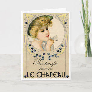 1910 FRENCH  "PICTURE POSTCARD" MILLINERY GREETING CARD
