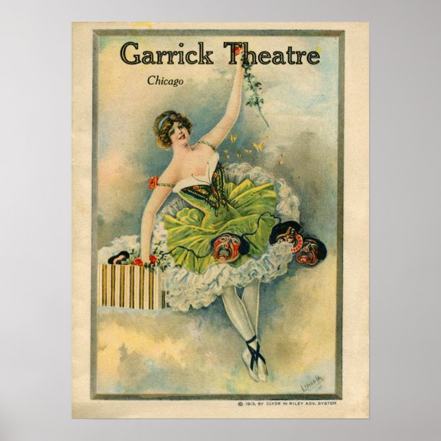 1910 Lovely Woman Thespian Garrick Theater Chicago Poster (Front)