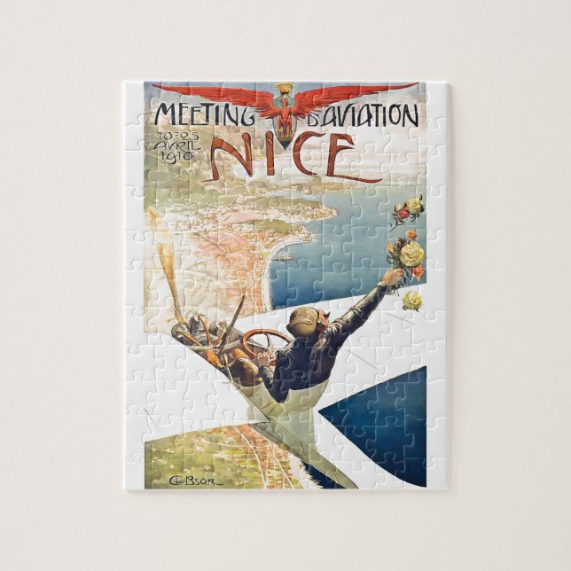 1910 Meeting d'Aviation Nice France Advertising Po Jigsaw Puzzle (Vertical)