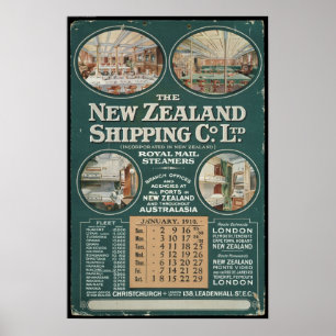 1910 New Zealand Shipping Company Poster