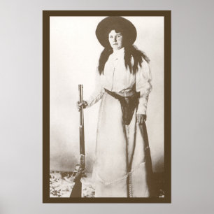 1910 Photo Portrait of a Cowgirl Holding a Rifle Poster