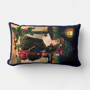 1910 Santa checking his list Lumbar Cushion