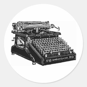 1910 Typewriter Classic Round Sticker