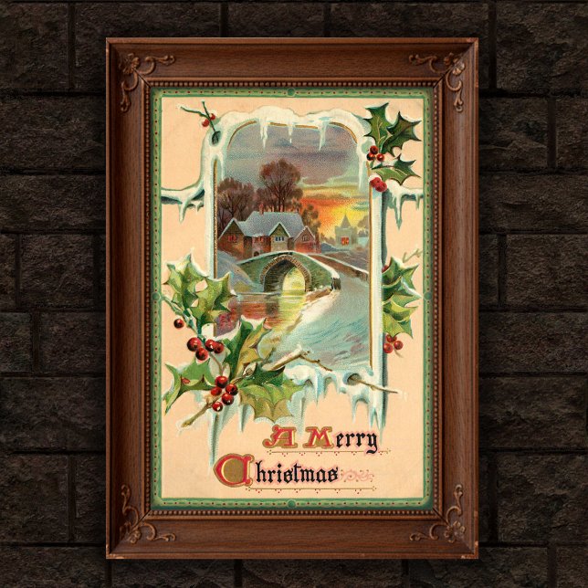 1910 Vintage Christmas Holly Poster Art (Creator Uploaded)