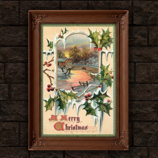 1910 Vintage Christmas Holly Poster Art (Creator Uploaded)