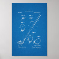 1910 Vintage Golf Club Patent Blueprint Art Print