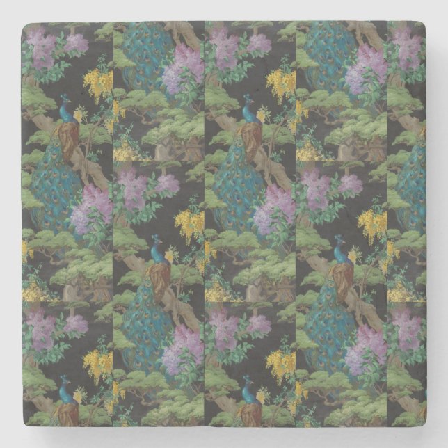 1910 Vintage Wallpaper The Cedar Tree Stone Coaster (Front)