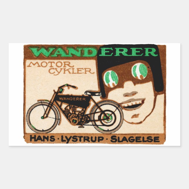 1910 Wanderer Motorcycle Poster Rectangular Sticker (Front)