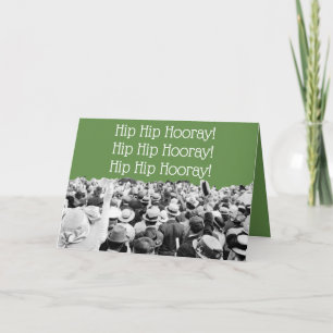 1910'S CROWD CHEERING PHOTO HIP HIP HOORAY! CARD