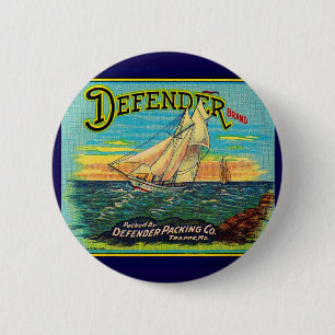 1910s Defender brand packing sailboat label 6 Cm Round Badge