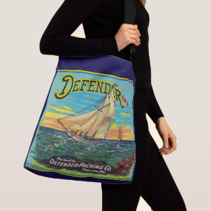1910s Defender brand packing sailboat label Crossbody Bag