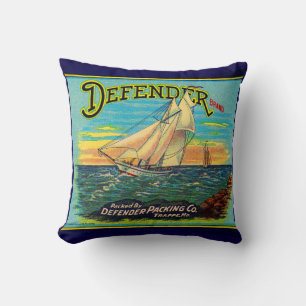 1910s Defender brand packing sailboat label Cushion