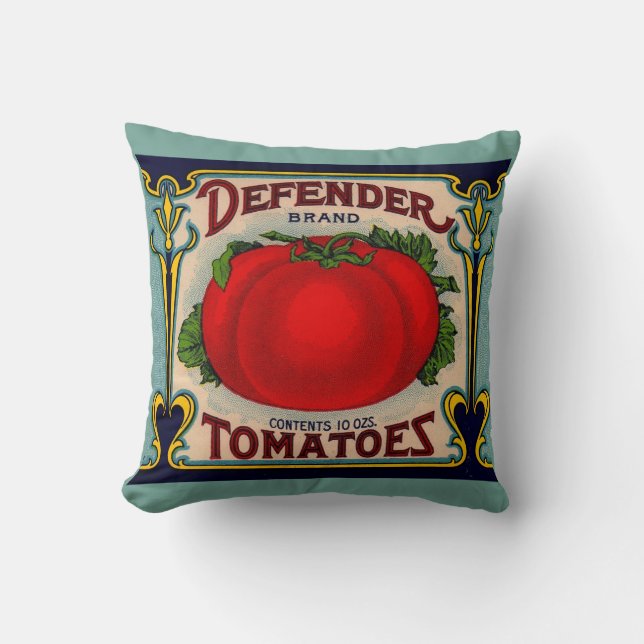 1910s Defender brand tomatoes label Cushion (Front)