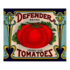 1910s Defender brand tomatoes label
