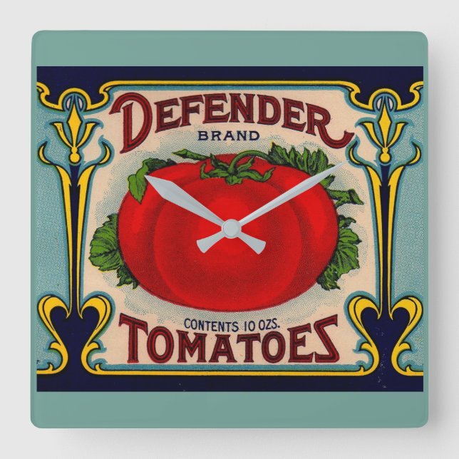 1910s Defender brand tomatoes label Square Wall Clock (Front)