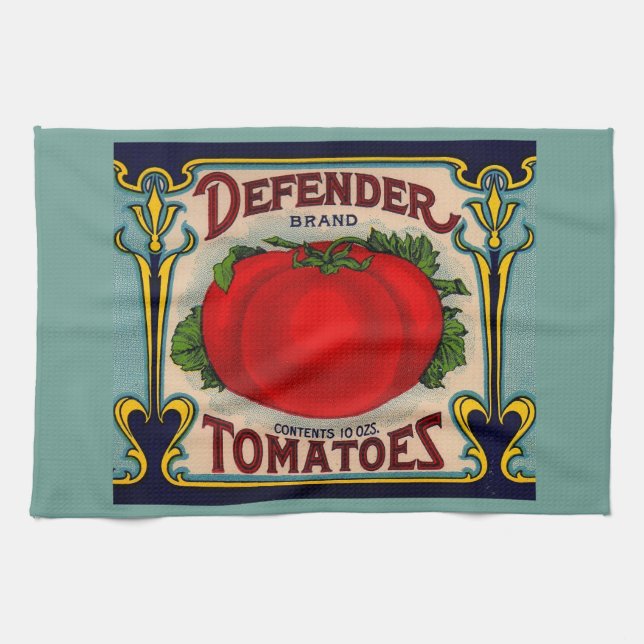 1910s Defender brand tomatoes label Tea Towel (Horizontal)