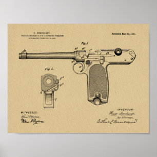 1911 Automatic Gun Patent Art Drawing Print