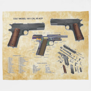 1911 COLT PISTOL FLEECE BLANKET