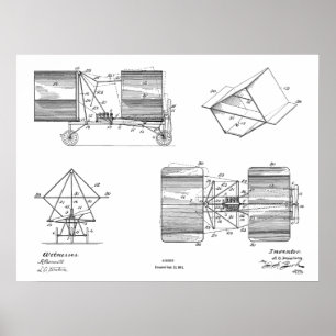 1911 Flying Machine Aeroplane Patent Drawing Print