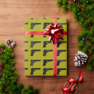 1911 Gun Silhouette Pattern Target Sports Wrapping Paper