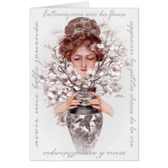 1911 "IMMERSE YOURSELF" FRENCH FLORAL GREETING CARD