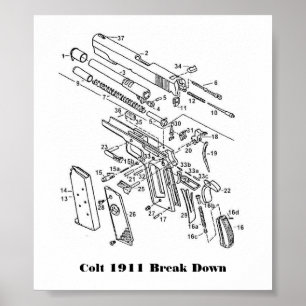 1911 parts, Colt 1911 Break Down Poster