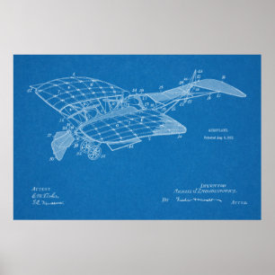 1912 Aeroplane Aeroplane Patent Art Drawing Print