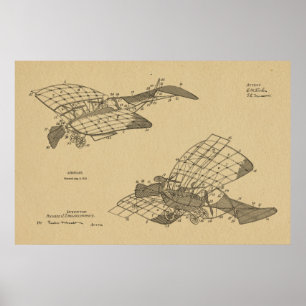 1912 Aeroplane Aeroplane Patent Art Drawing Print