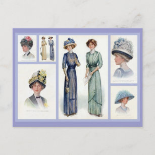 1912 Edwardian Fashion Collage Postcard