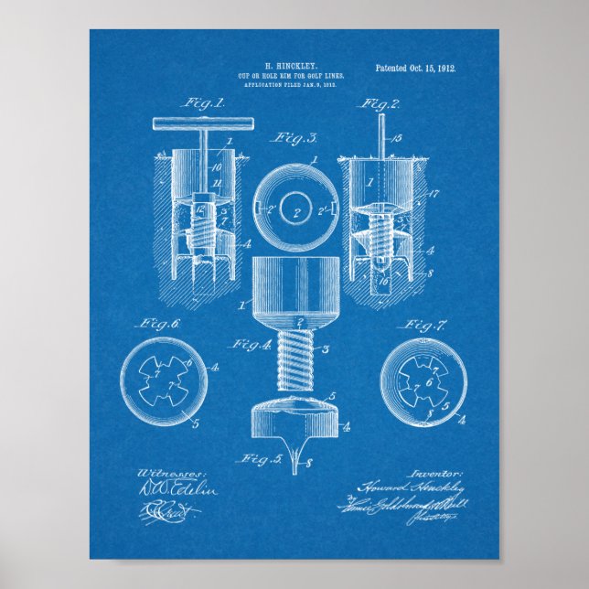 1912 Golf Cup Hole Design Patent Art Print (Front)