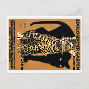 1912 Ludwig Hohlwein Leopard Munich Zoo Poster Postcard