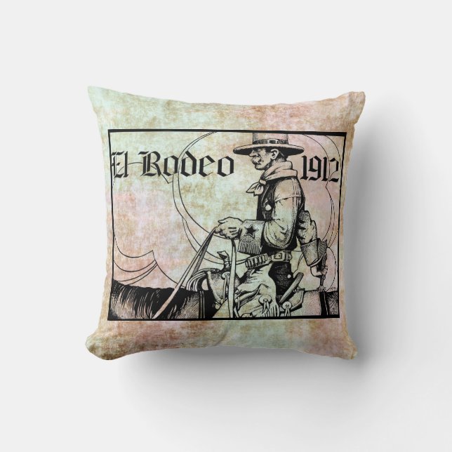 1912 Rodeo Cowboy Country western Art Cushion (Front)