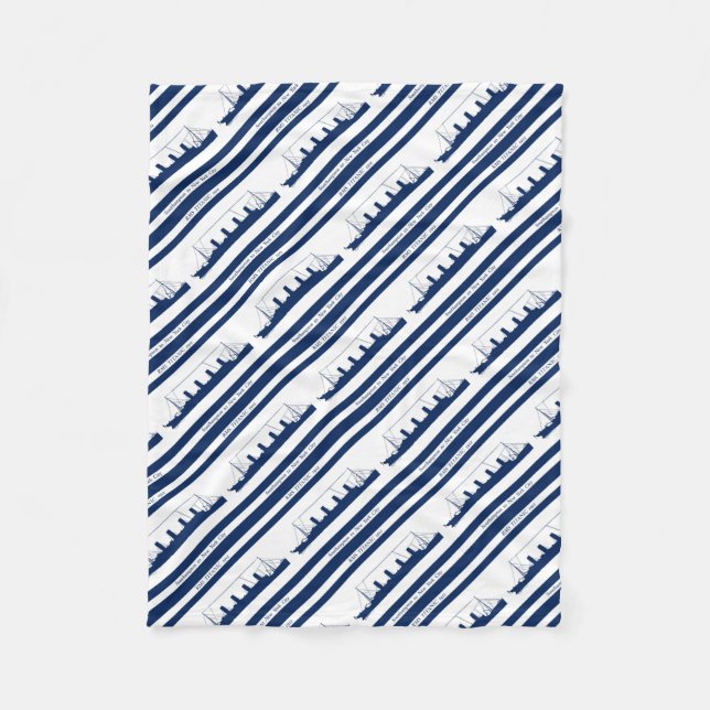 1912 Titanic blue stripe 5 Fleece Blanket (Front)